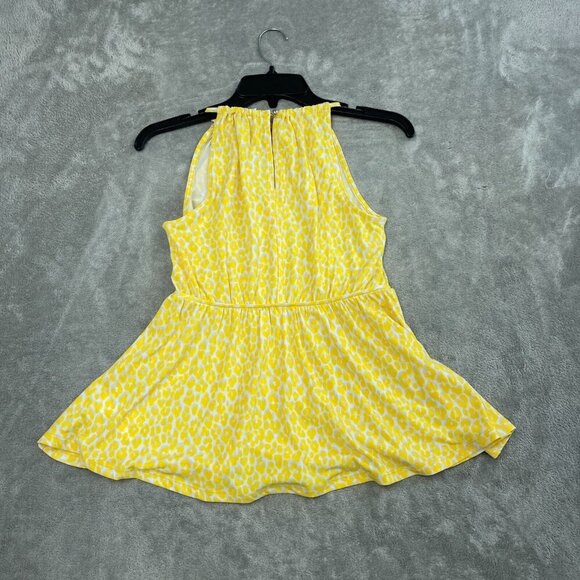 Michael Kors Yellow & White Leopard Print Sleeveless Halter Top XS NWT 5376 - Picture 1 of 9